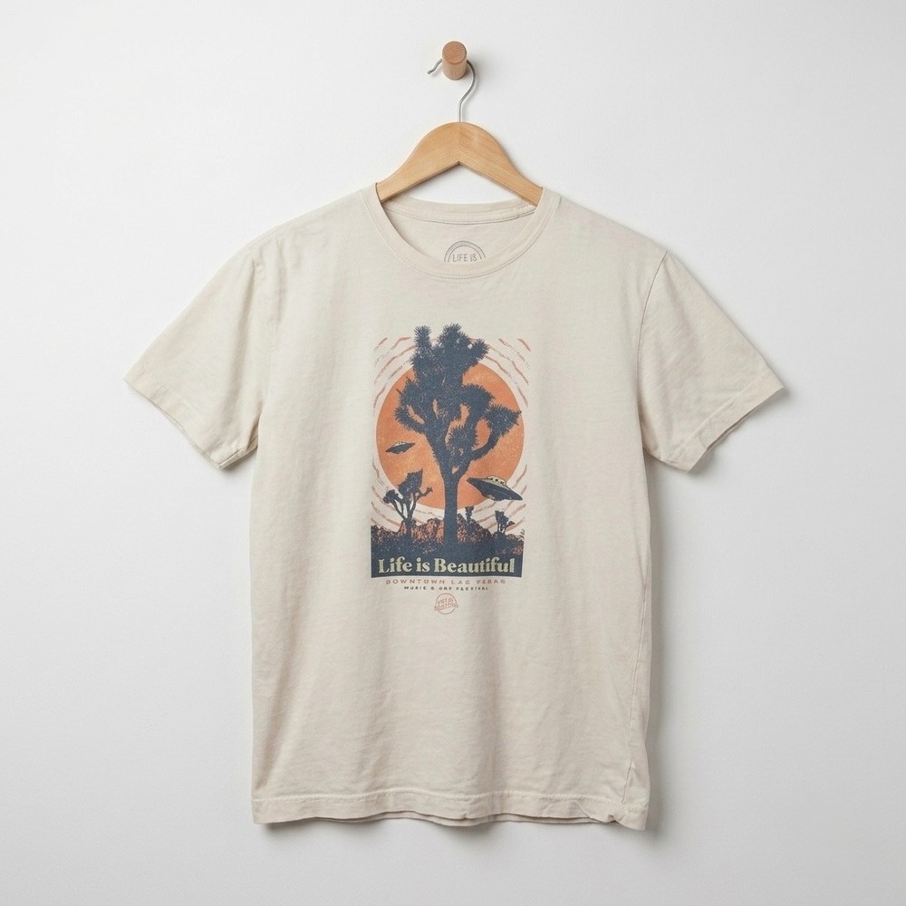Life Is Beautiful Festival 2021 T-Shirt Small Cream UFO Joshua Tree Las Vegas
